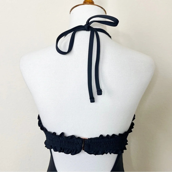 Anthropologie Iris Smocked Halter One-Piece Swimsuit in Black Motif - Picture 9 of 13